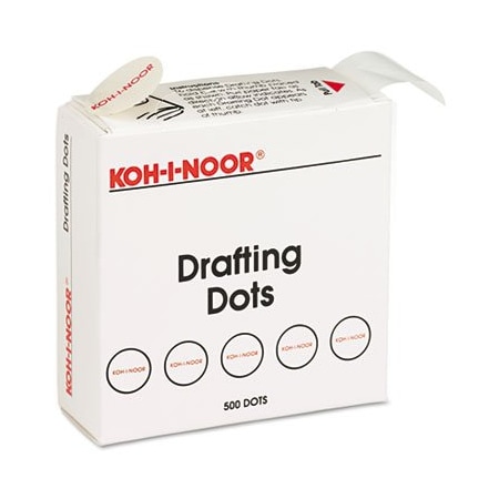 Chartpak KohINoor, ADHESIVE DRAFTING DOTS, 0.88in DIA, DRIES CLEAR, 500PK 25900J01
